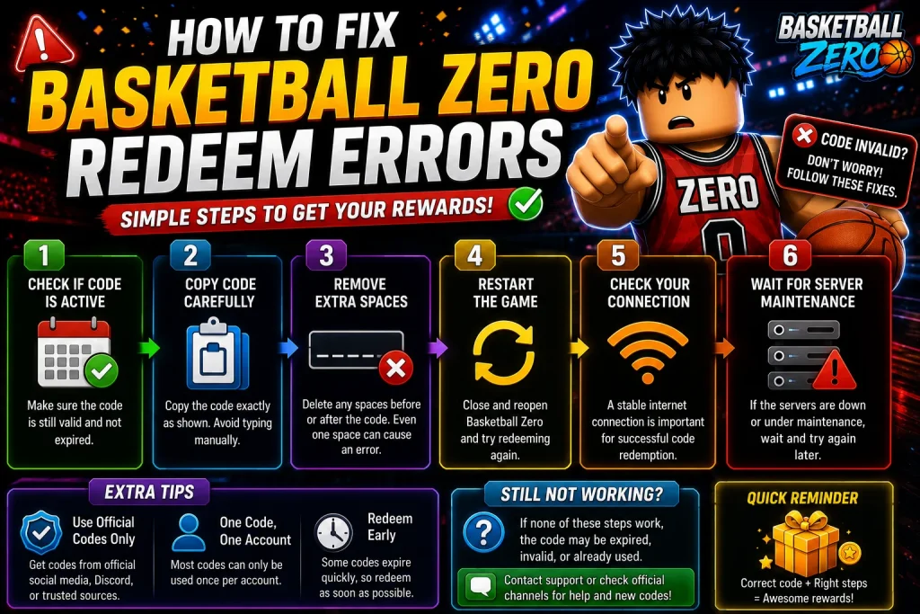 How To Fix Basketball Zero Redeem Errors